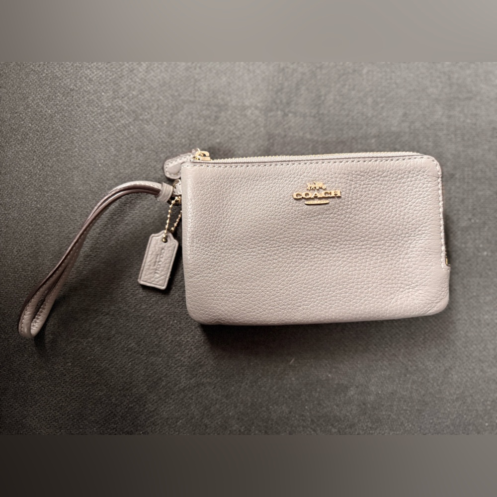 Coach Taupe Leather Wristlet